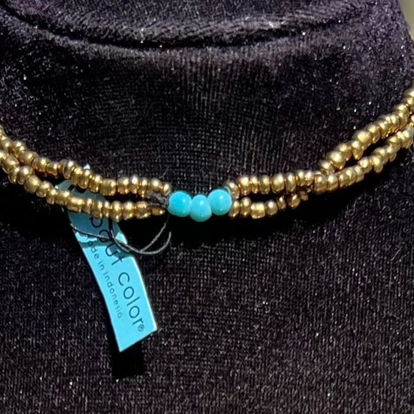 Shell & Bead Necklace Multi Strand Long Blue Layering Indonesia Ethnic Tribal - Picture 3 of 5